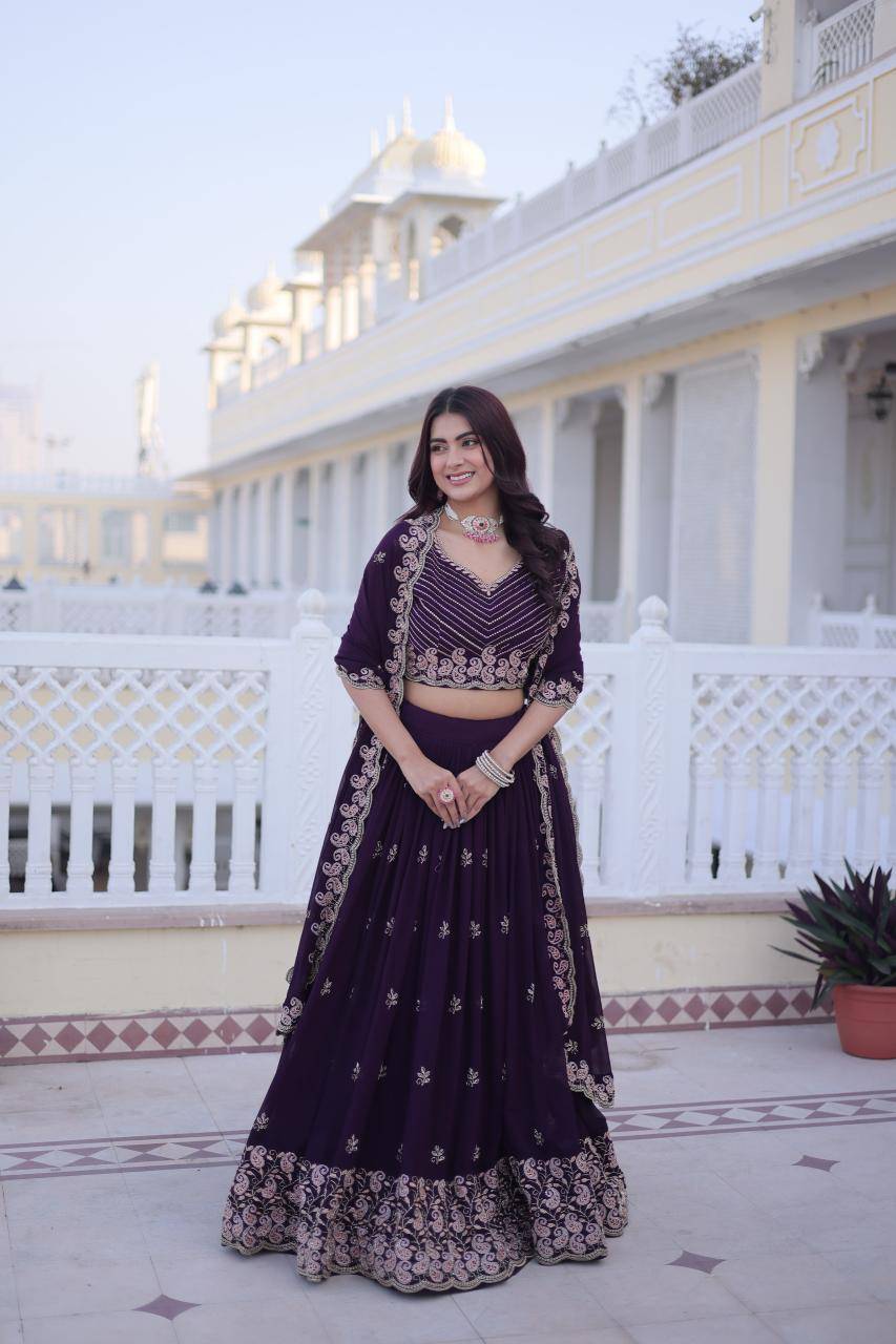 KA 5064 Sequins purple Designer lehenga choli wholesale